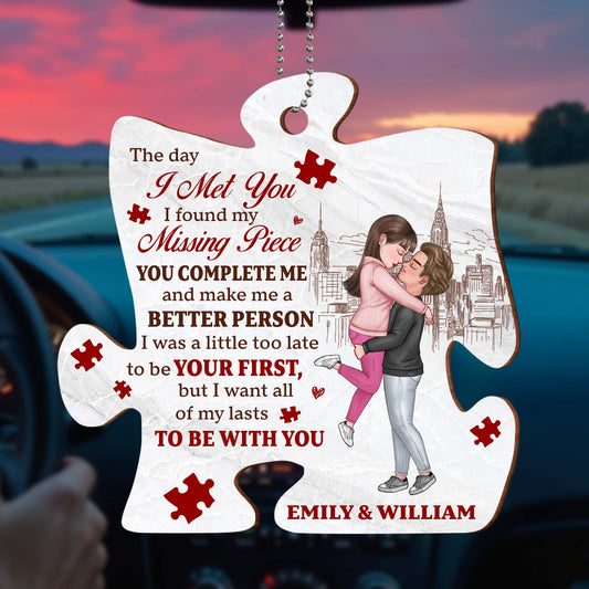 Missing Piece Couple Custom Ornament With Cityscape