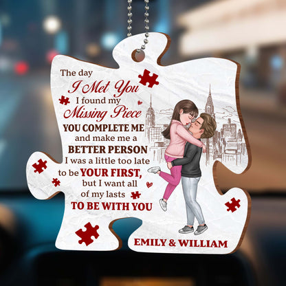 Missing Piece Couple Custom Ornament With Cityscape