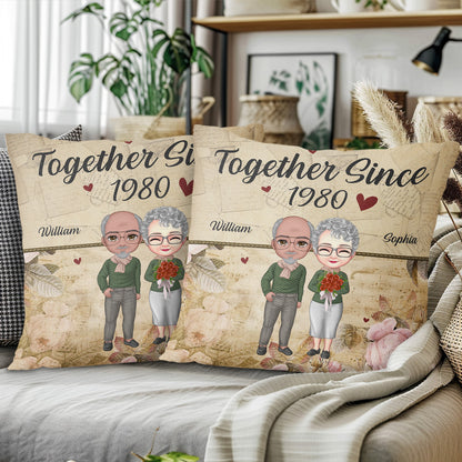 Together Since Custom Year With Vintage Map And Floral Design