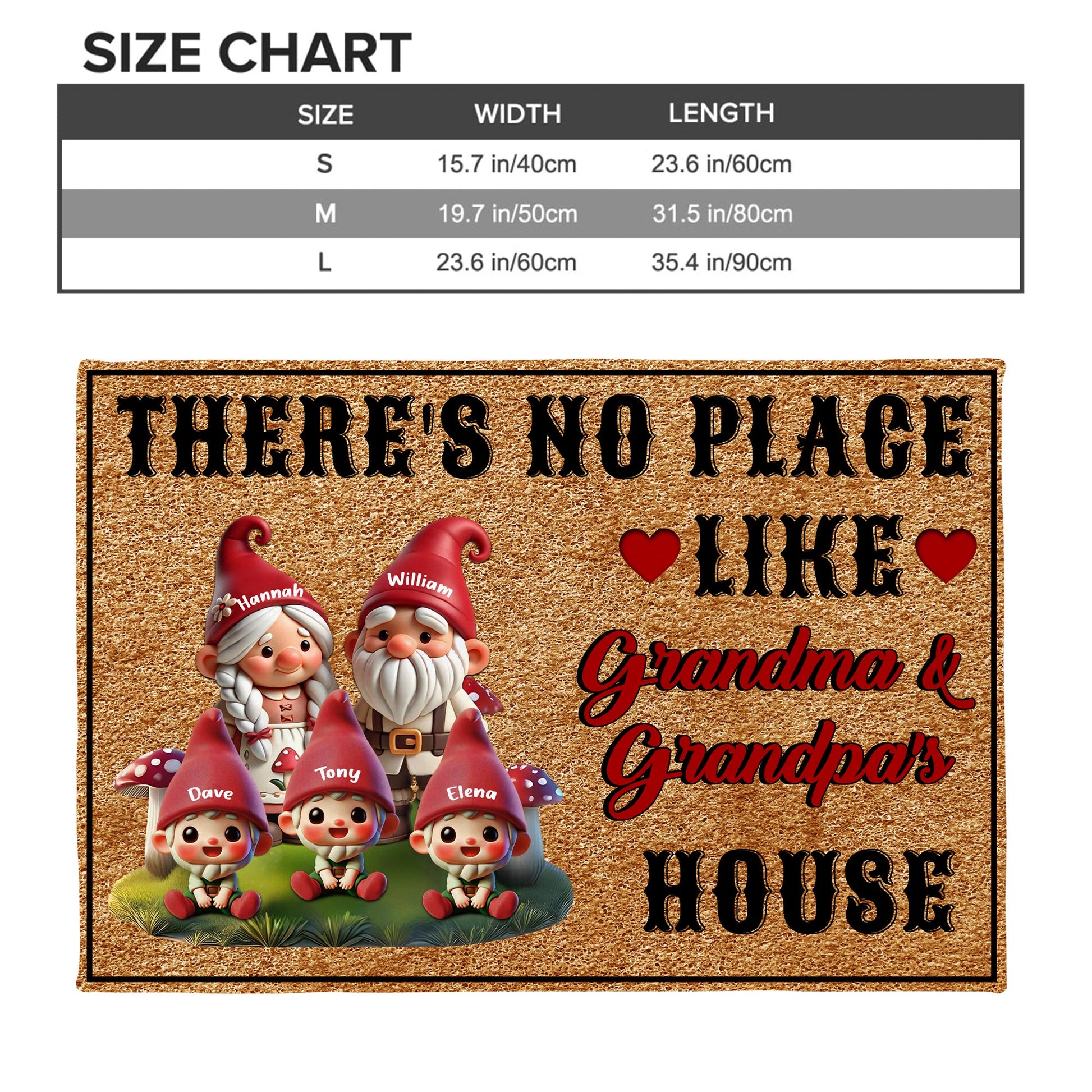 There's No Place Like Grandma and Grandpa's House Gnomes Door Mat