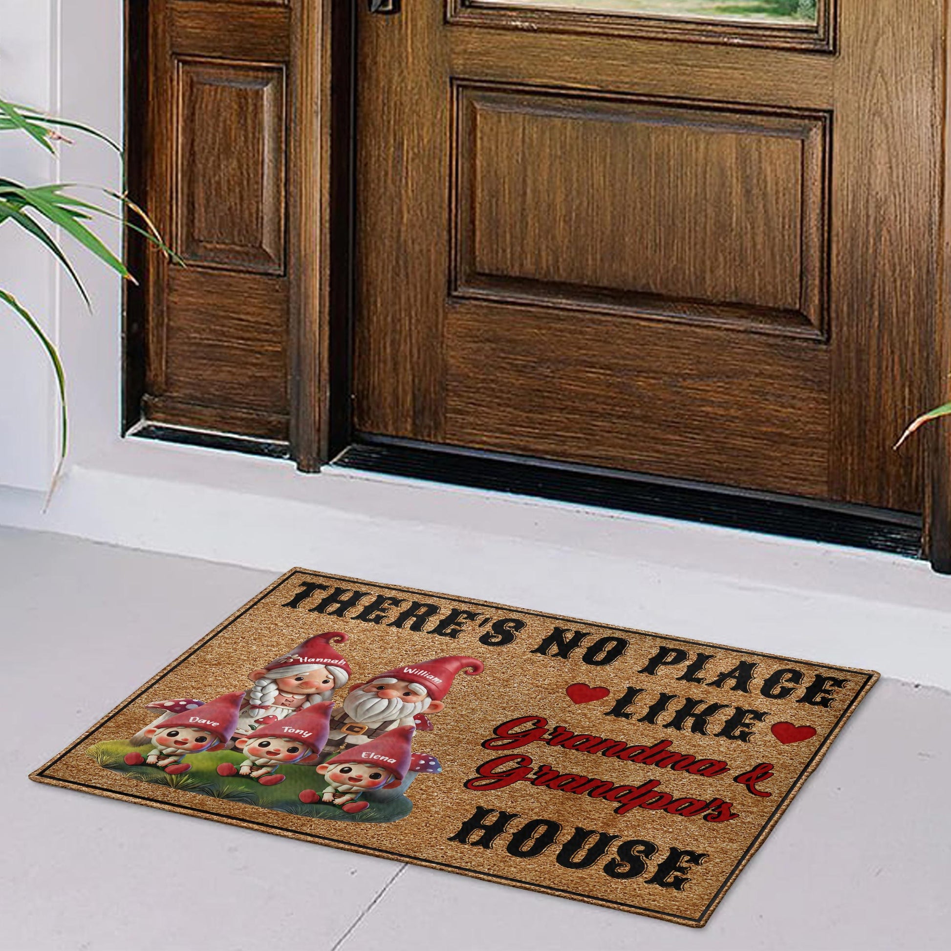 There's No Place Like Grandma and Grandpa's House Gnomes Door Mat