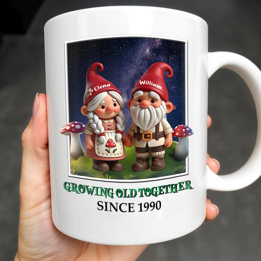 Gnome Couple Growing Old Together Personalized Mug