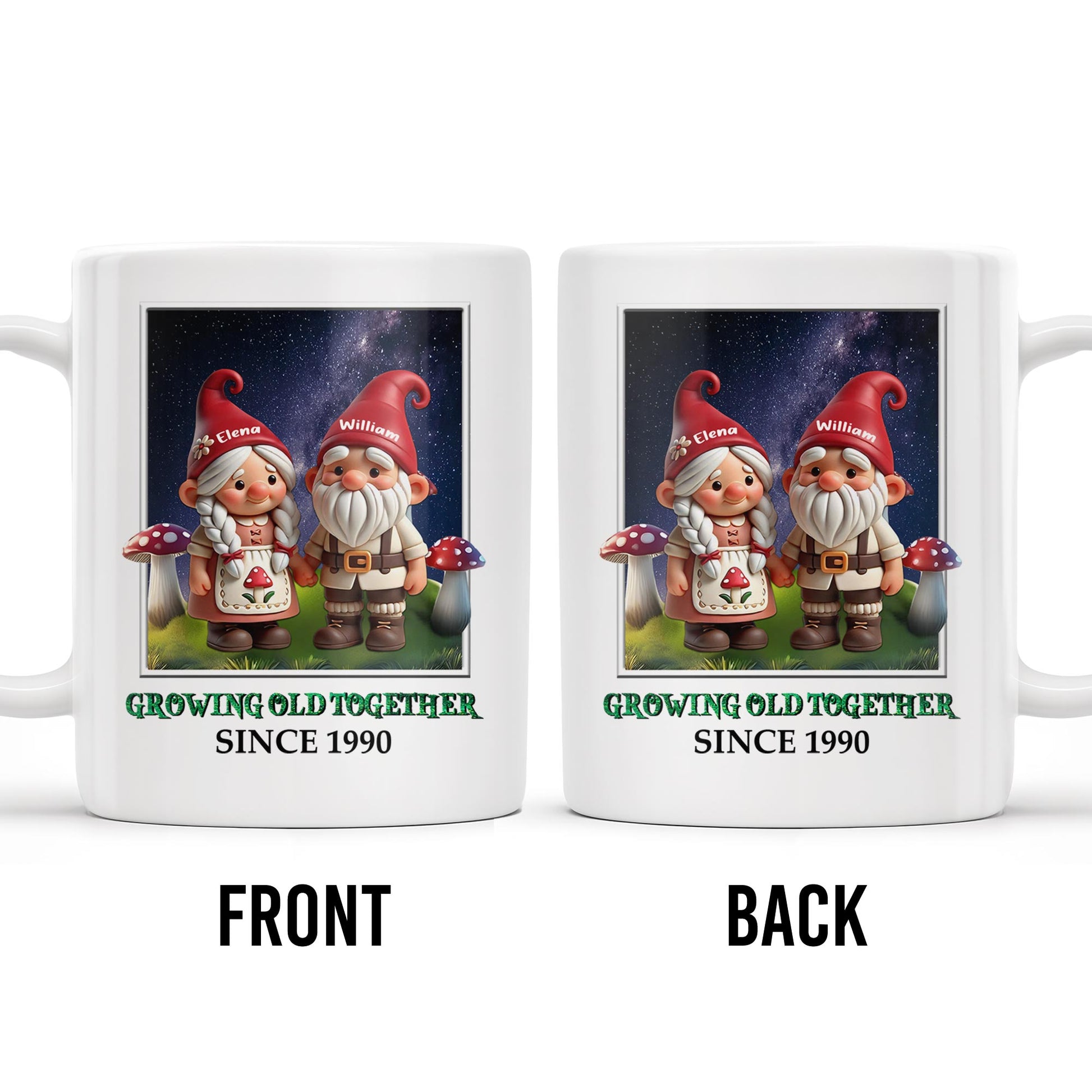 Gnome Couple Growing Old Together Personalized Mug