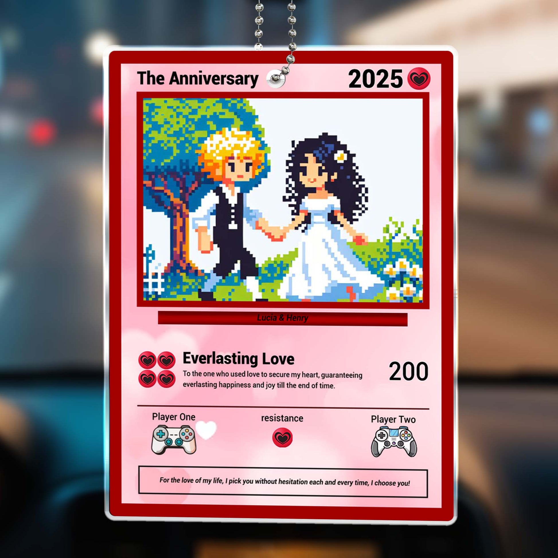 Everlasting Love Pixel Art Wedding Couple Ornament