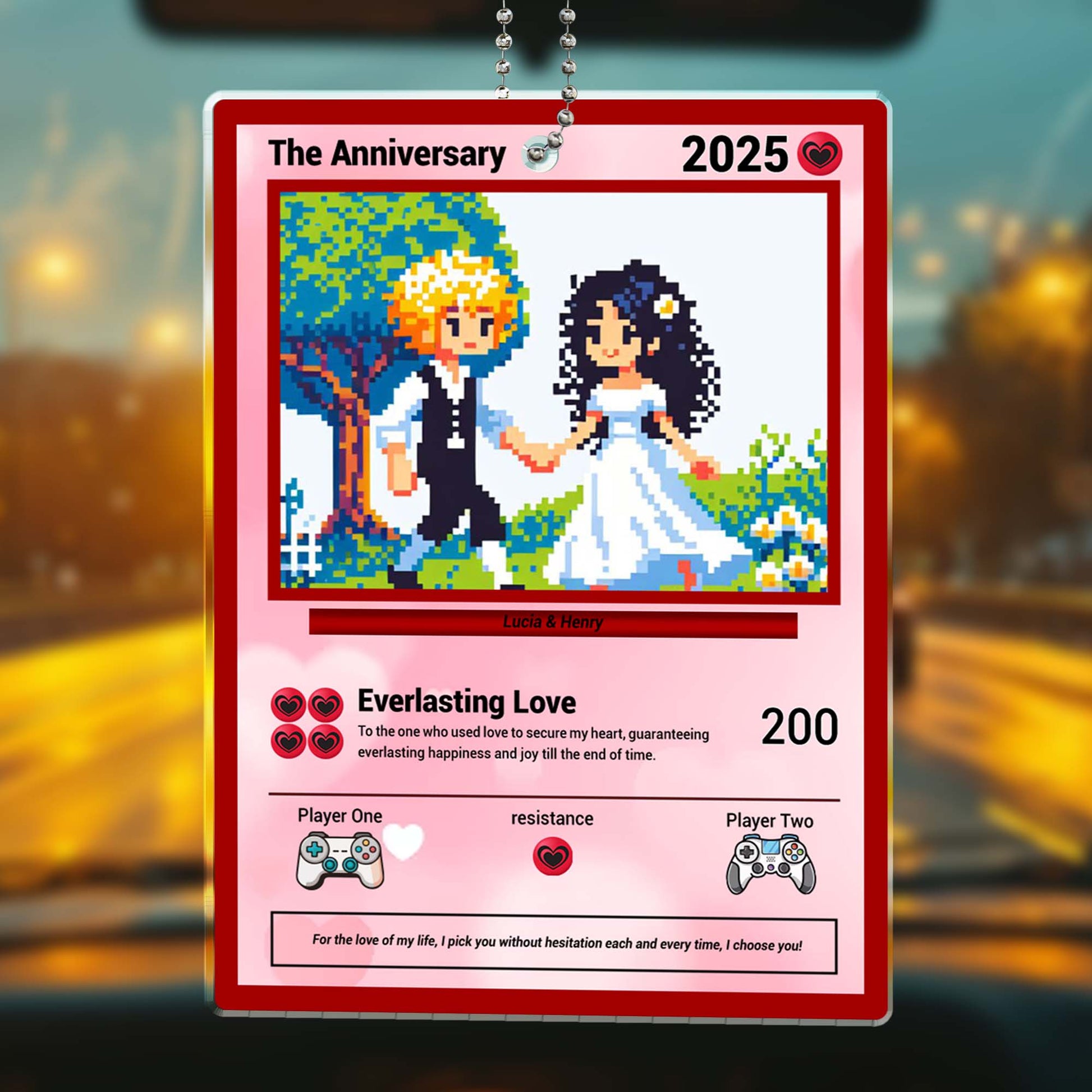 Everlasting Love Pixel Art Wedding Couple Ornament
