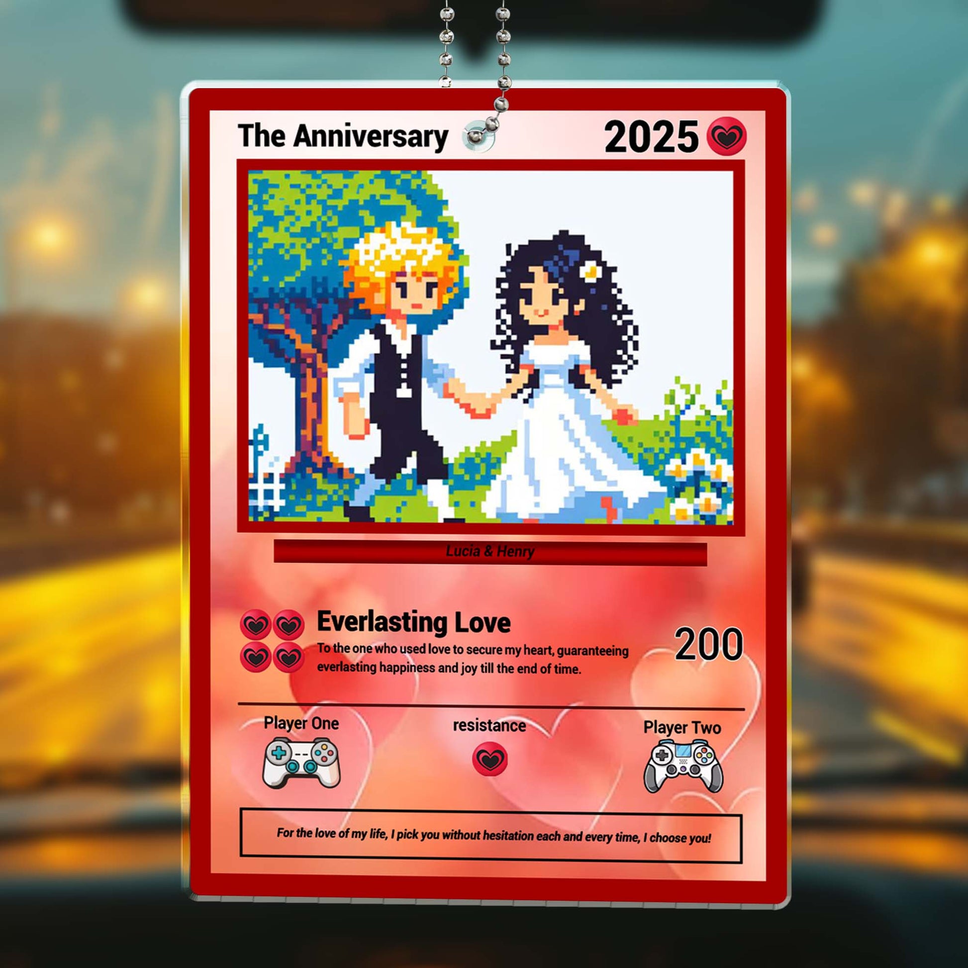 Everlasting Love Pixel Art Wedding Couple Ornament