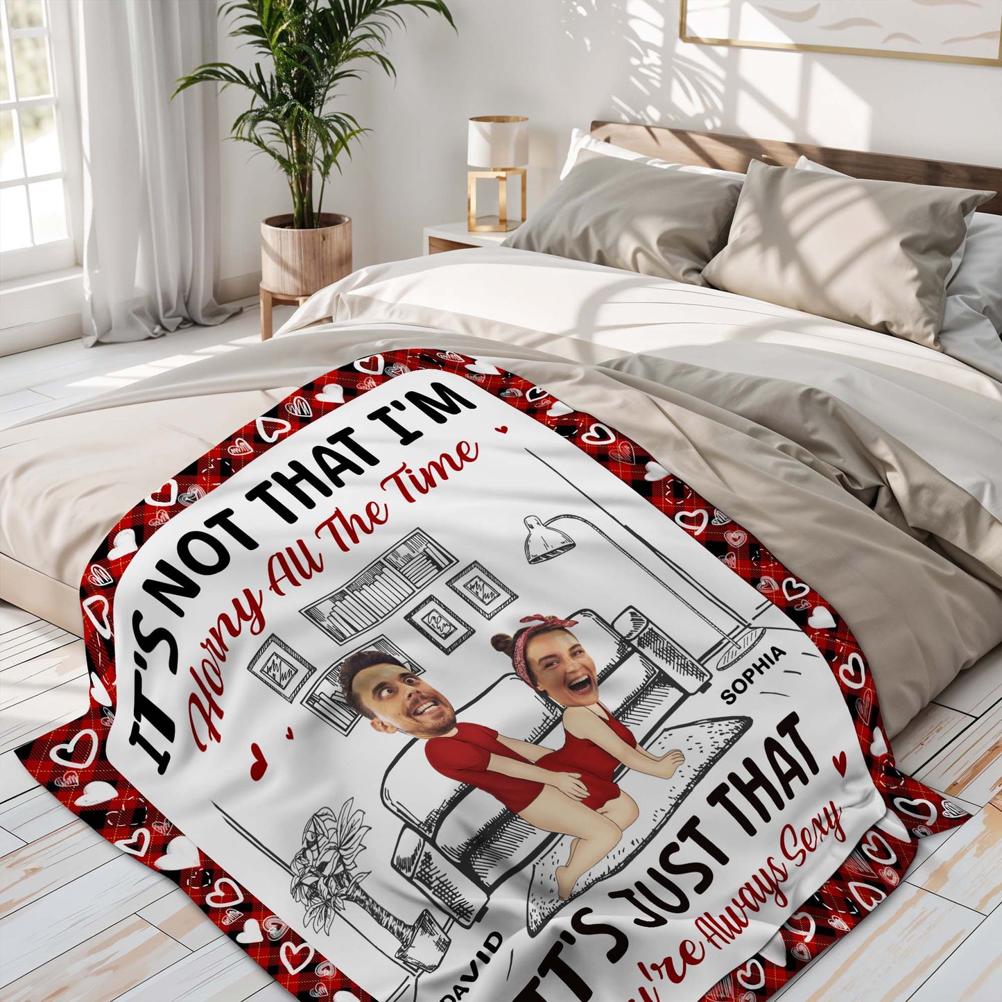 Always Irresistible Couple Cartoon Illustrated Custom Blanket