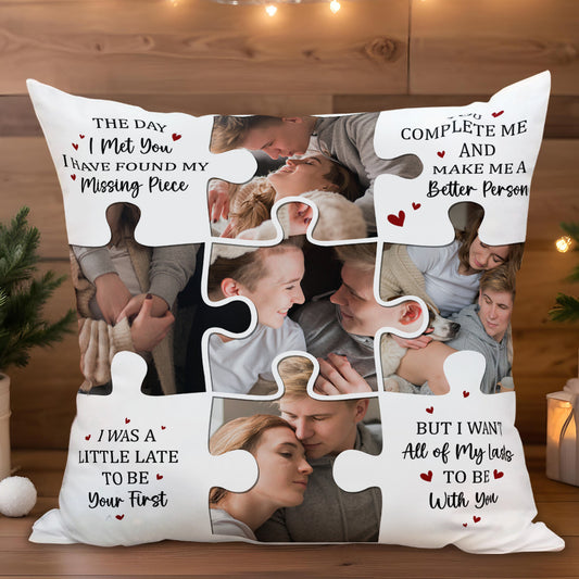 Puzzle Piece Love Quotes With Couple Photos Pillow