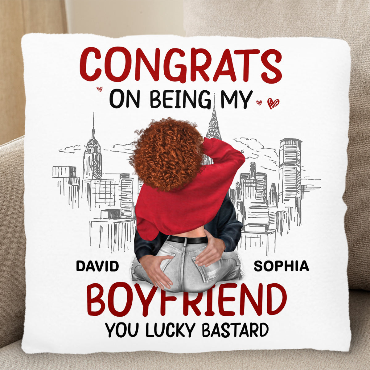Congrats On Being My Boyfriend, Cityscape Embrace Pillow
