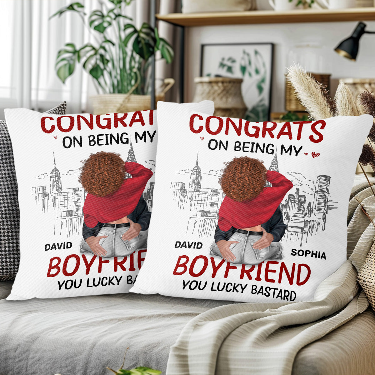 Congrats On Being My Boyfriend, Cityscape Embrace Pillow