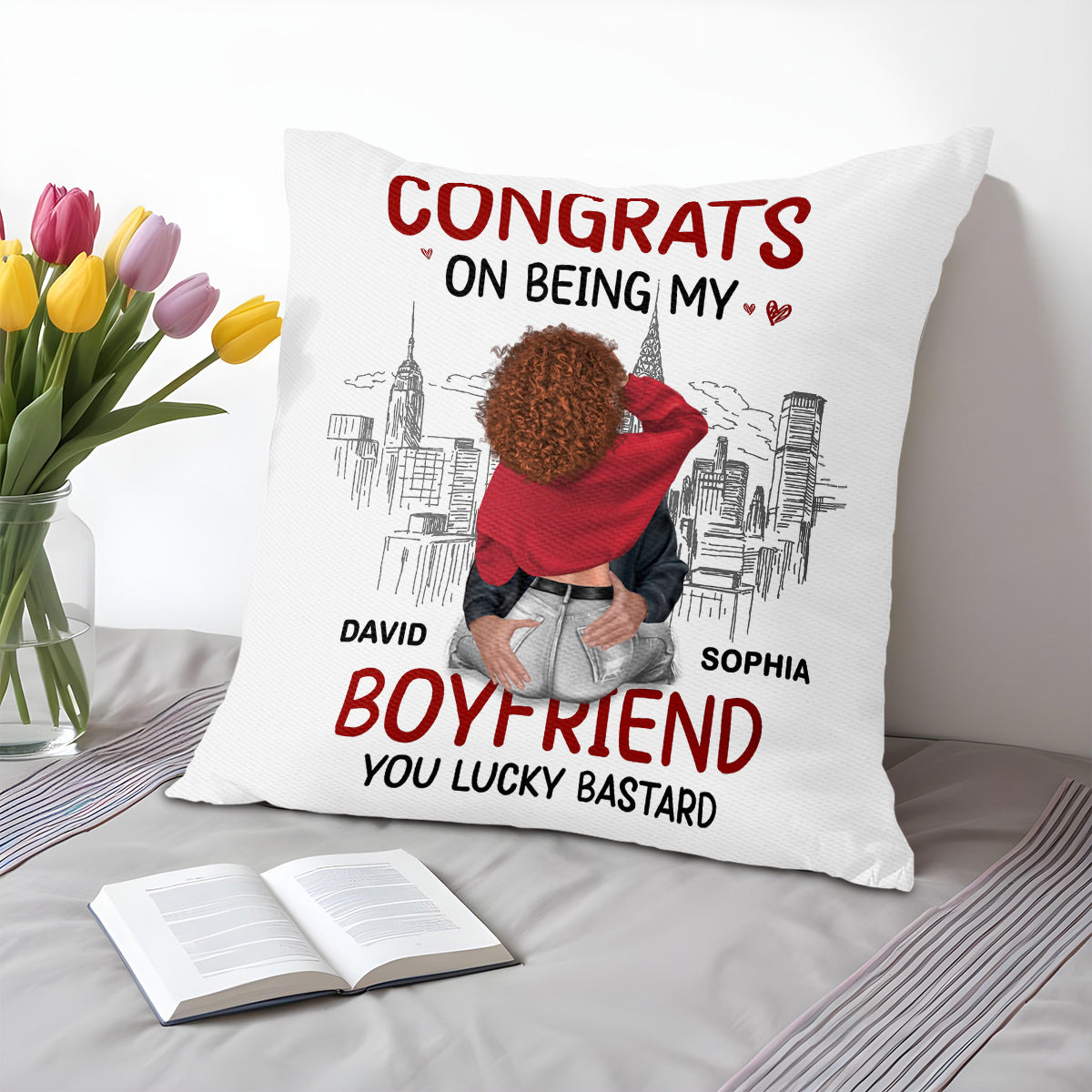 Congrats On Being My Boyfriend, Cityscape Embrace Pillow