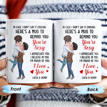 Romantic Couple Hugging Reminder I Love You Mug