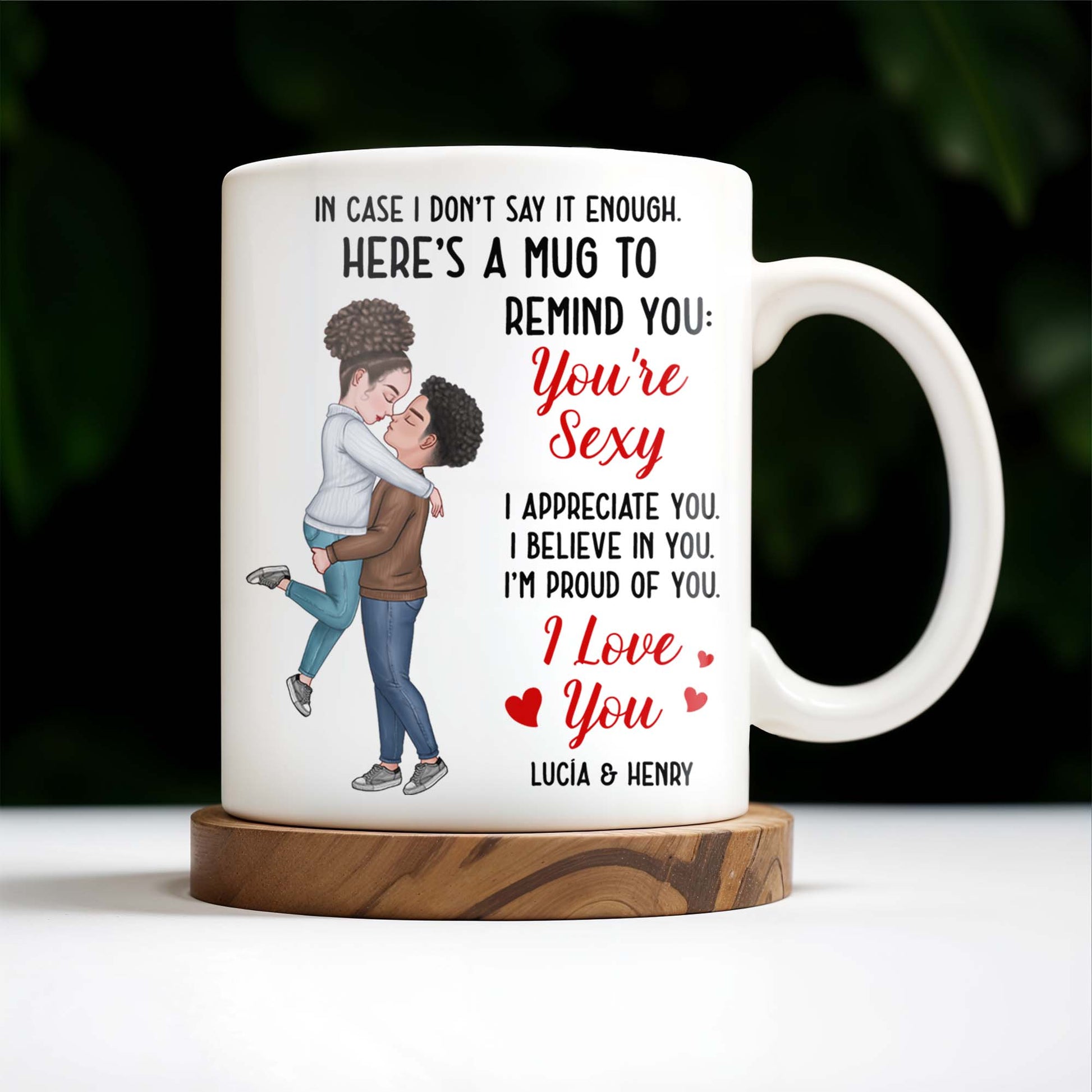 Romantic Couple Hugging Reminder I Love You Mug