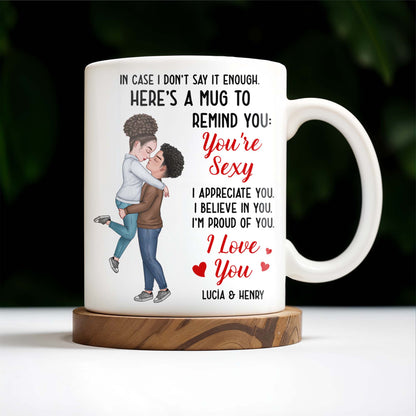 Romantic Couple Hugging Reminder I Love You Mug