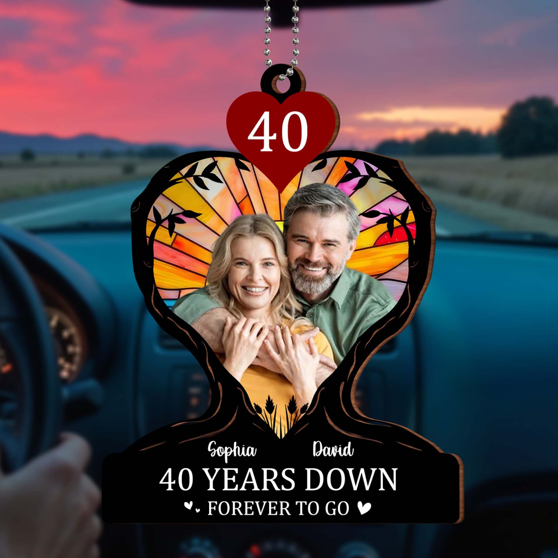 Years Down Forever to Go Heart and Couple Ornament