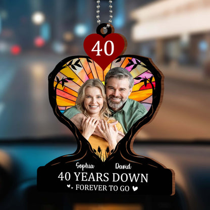 Years Down Forever to Go Heart and Couple Ornament