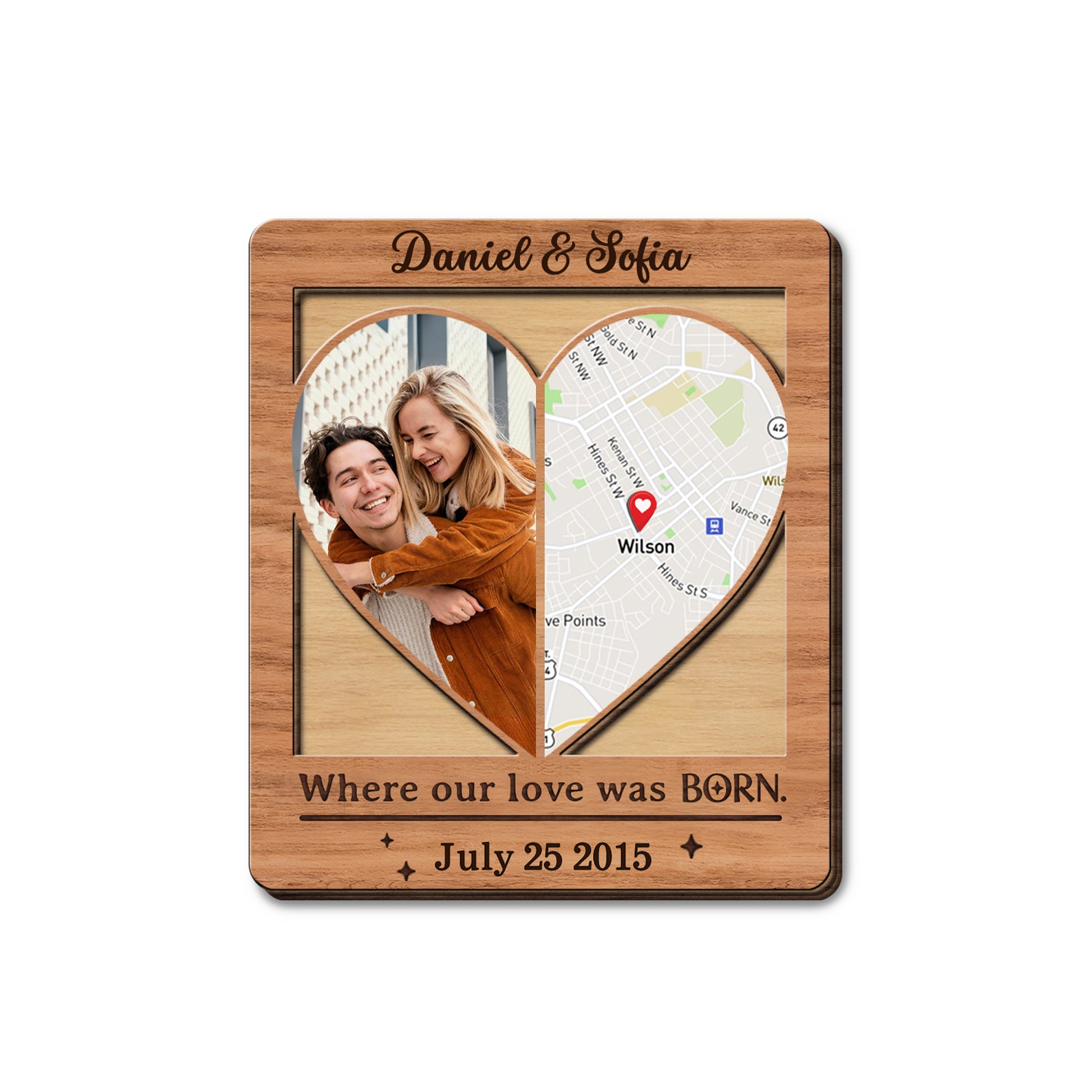 Where Our Love Was Born Heart Map Photo Frame