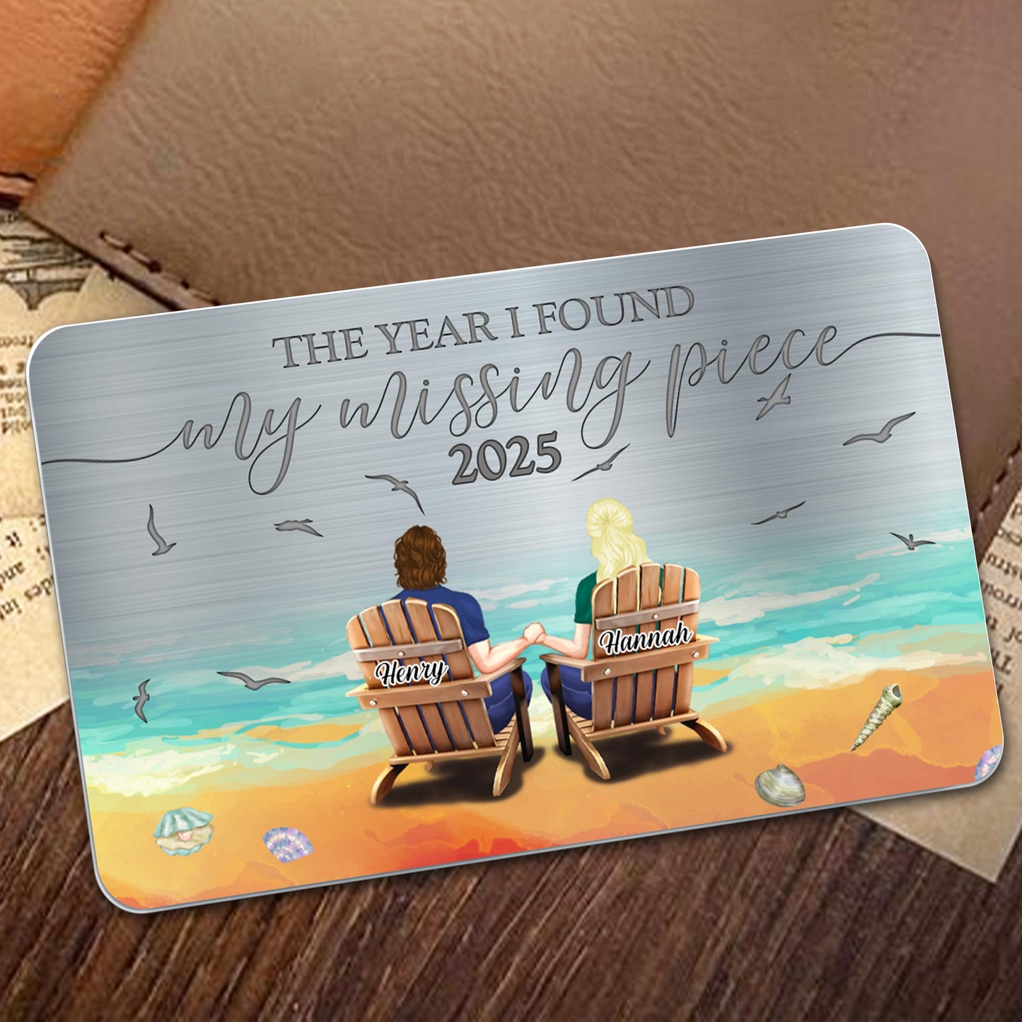 The Year I Found My Missing Piece At The Beach - Personalized Aluminum Wallet Card - CPL323_ALCA