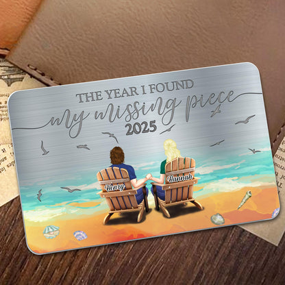 The Year I Found My Missing Piece At The Beach - Personalized Aluminum Wallet Card - CPL323_ALCA