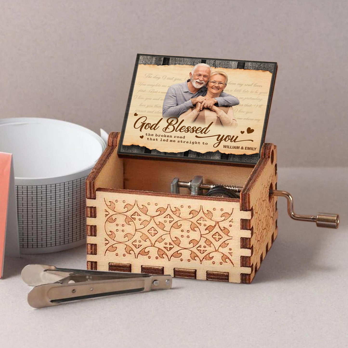 God Blessed You Led Me Straight to You Photo Frame Music Box