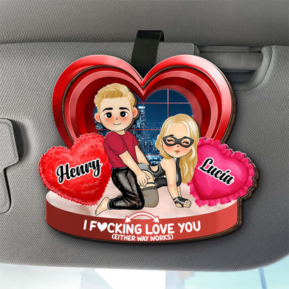 I F*cking Love You Heart Cartoon Couple Visor Clip