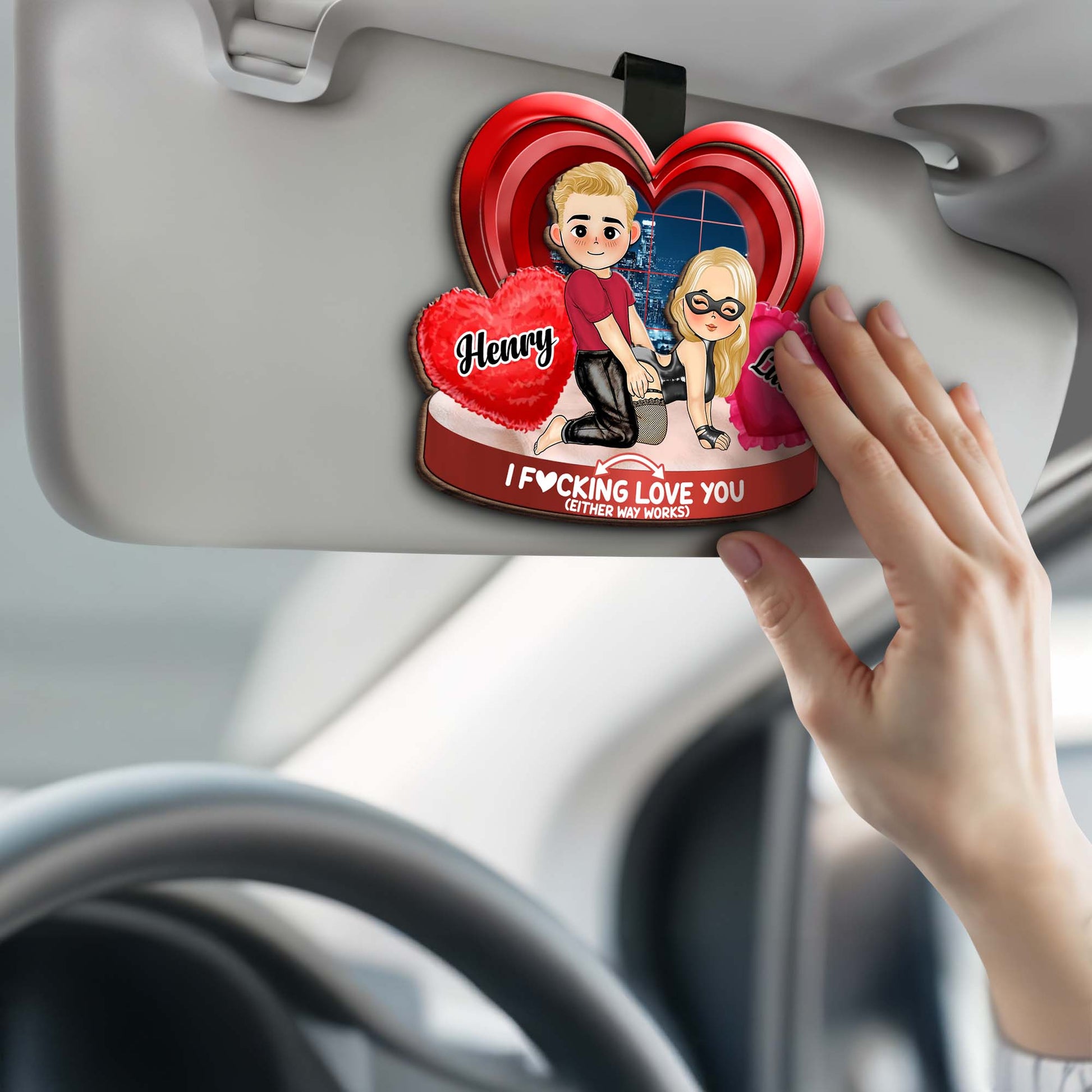 I F*cking Love You Heart Cartoon Couple Visor Clip