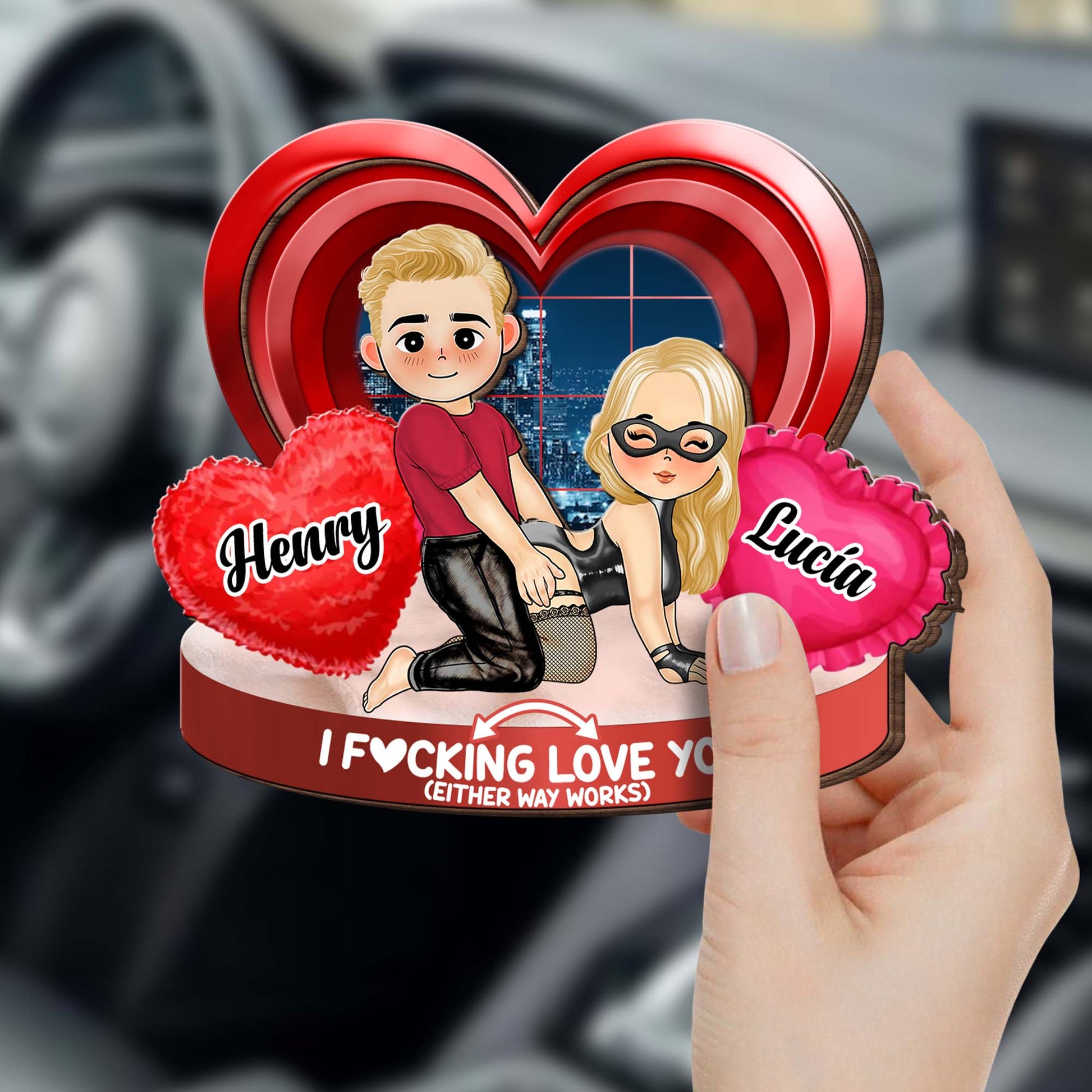I F*cking Love You Heart Cartoon Couple Visor Clip