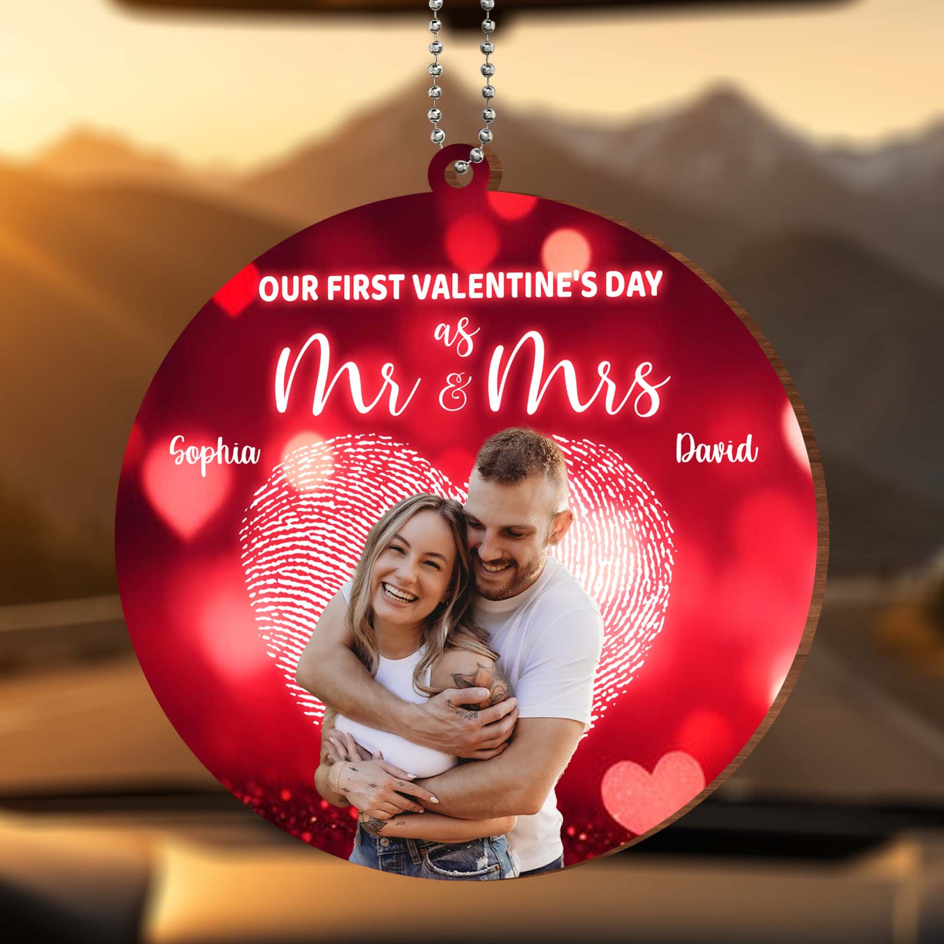Our First Valentine's Day As Mr & Mrs With Hearts And Couple