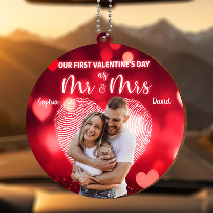 Our First Valentine's Day As Mr & Mrs With Hearts And Couple
