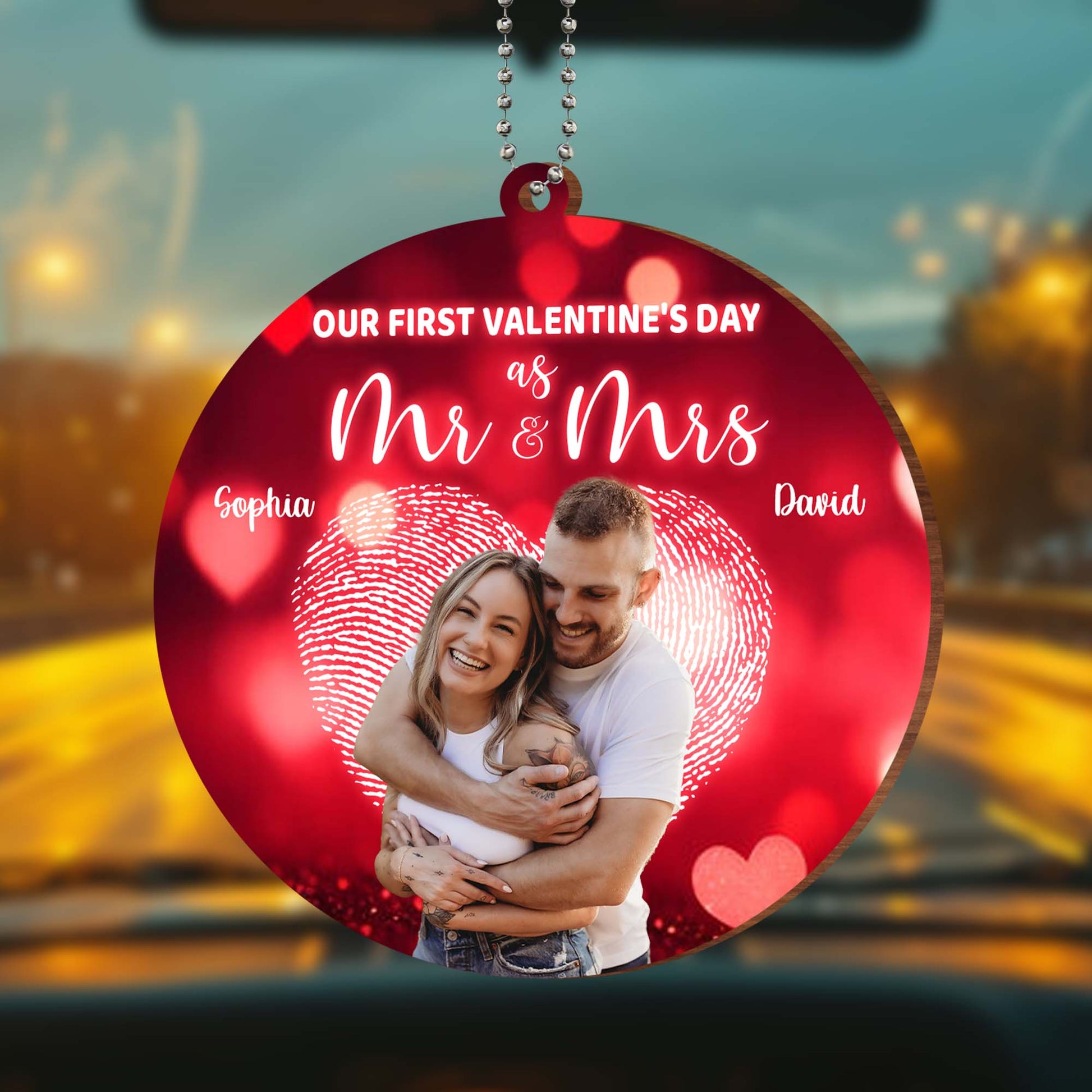 Our First Valentine's Day As Mr & Mrs With Hearts And Couple