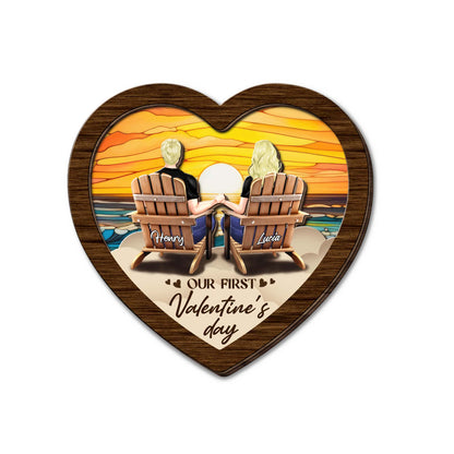 Our First Valentine's Day Sunset Beach Chairs Heart