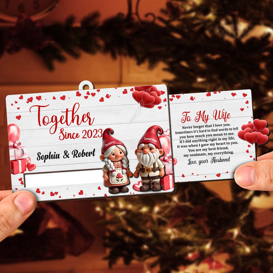 Together Since 2023, Wife Love Anniversary Ornament With Gnomes