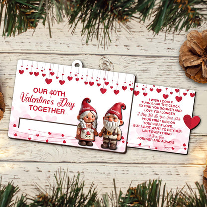 Gnome Couple Valentine's Day Love And Devotion Quote Ornament