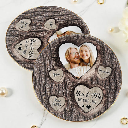 You & Me We Got This Heart Tree Bark Photo Dish