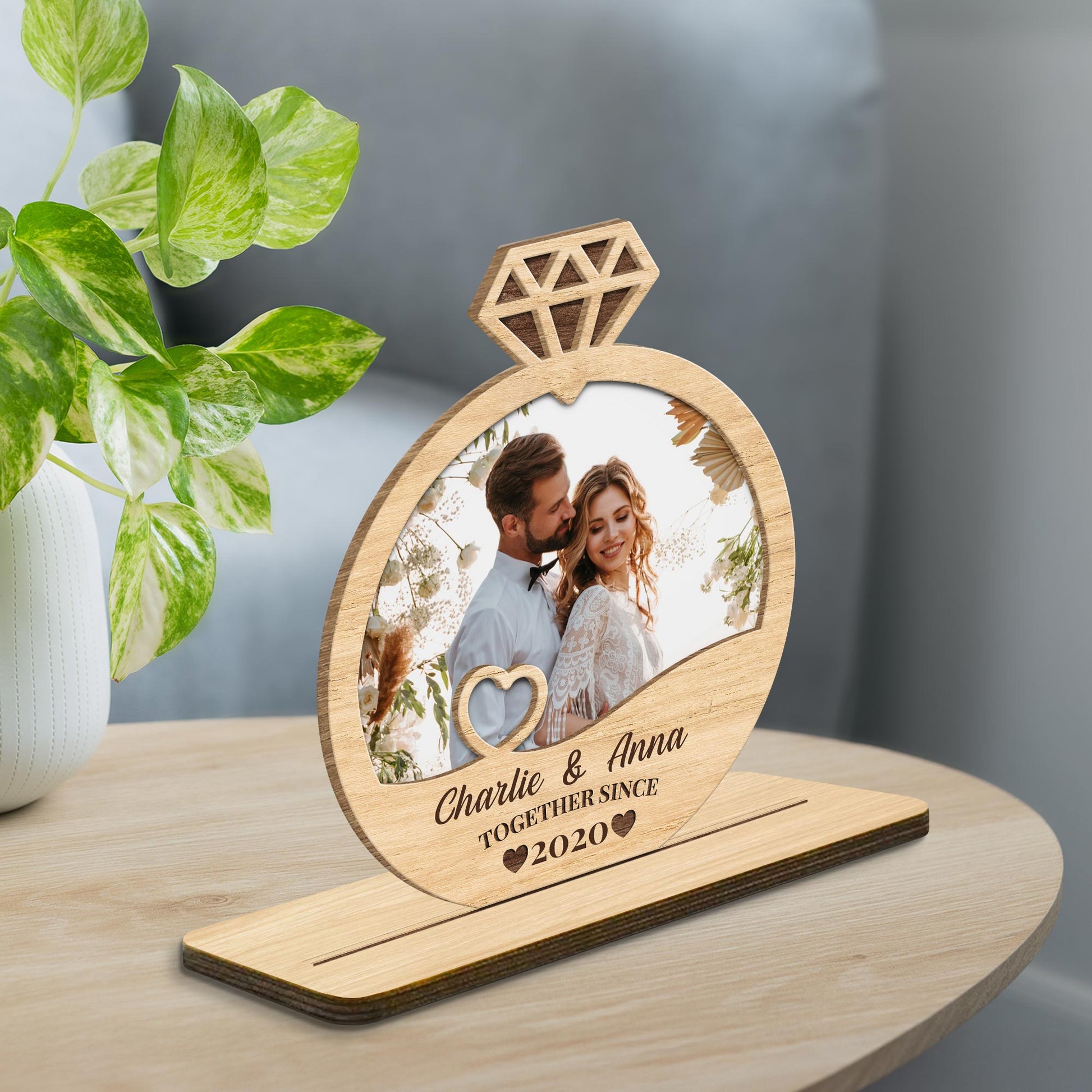 Together Since 2020 with Hearts and Diamond Ring