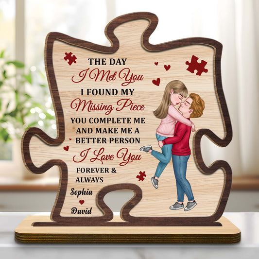The Day I Met You Missing Piece Love Forever Always Romantic Plaque
