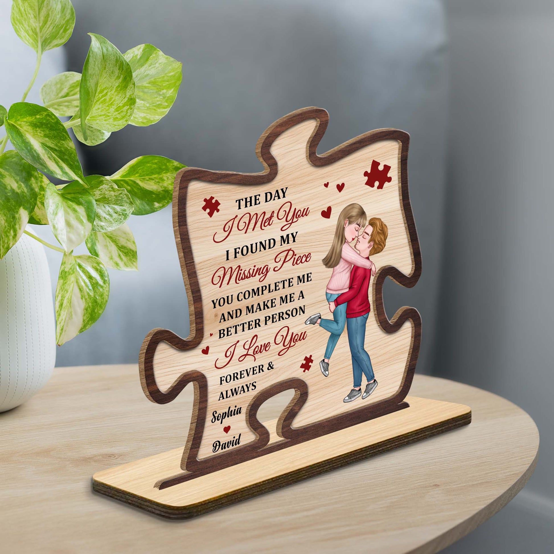 The Day I Met You Missing Piece Love Forever Always Romantic Plaque