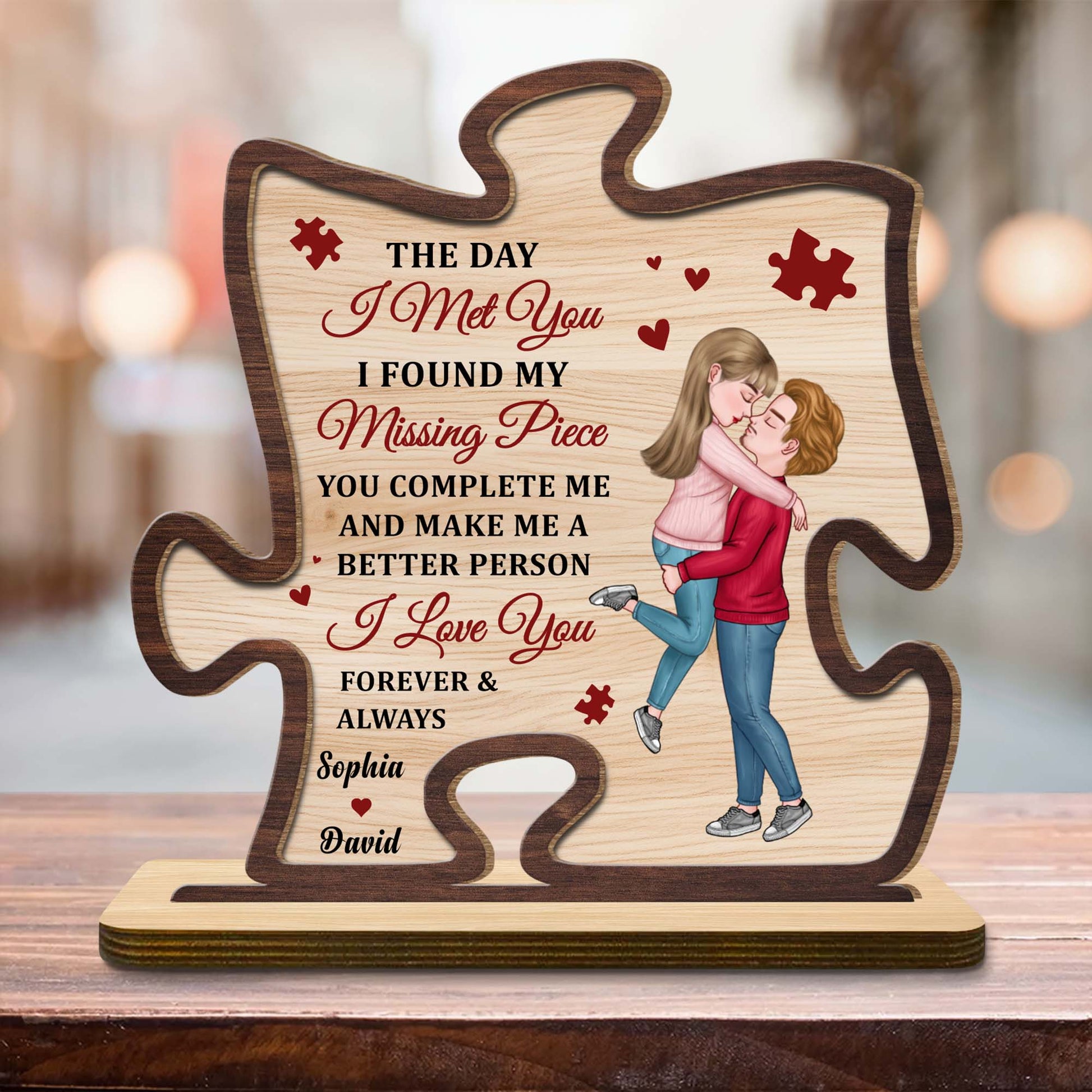 The Day I Met You Missing Piece Love Forever Always Romantic Plaque