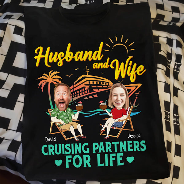 Husband And Wife Cruising Partners For Life, Cruise Ship And Sun