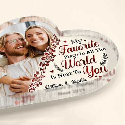 Favorite Place Next To You Floral Heart Plaque