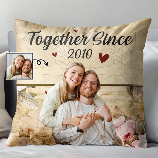 Together Since Custom Year Map Compass Pillow