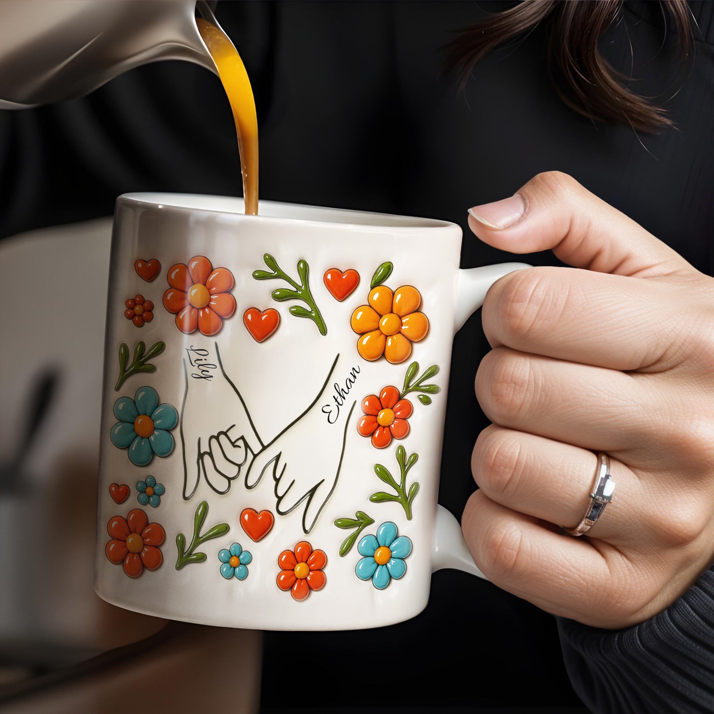 To Mom, Love Grows Here, Hands, Heart and Flowers