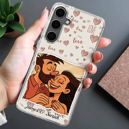 Surround Yourself With Love, Hearts And Couple Design - Personalized Clear Phone Case - CPL392_PHC