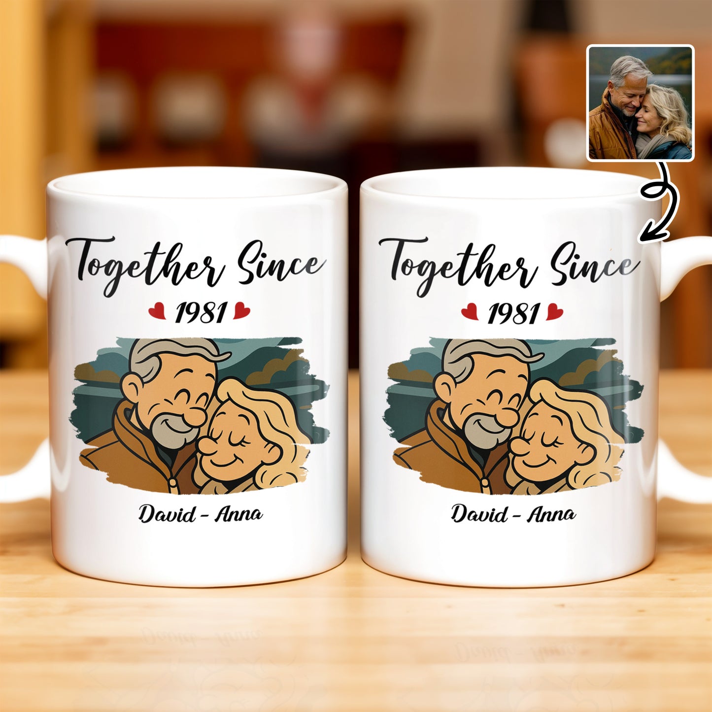 Together Since With Couple And Hearts Design