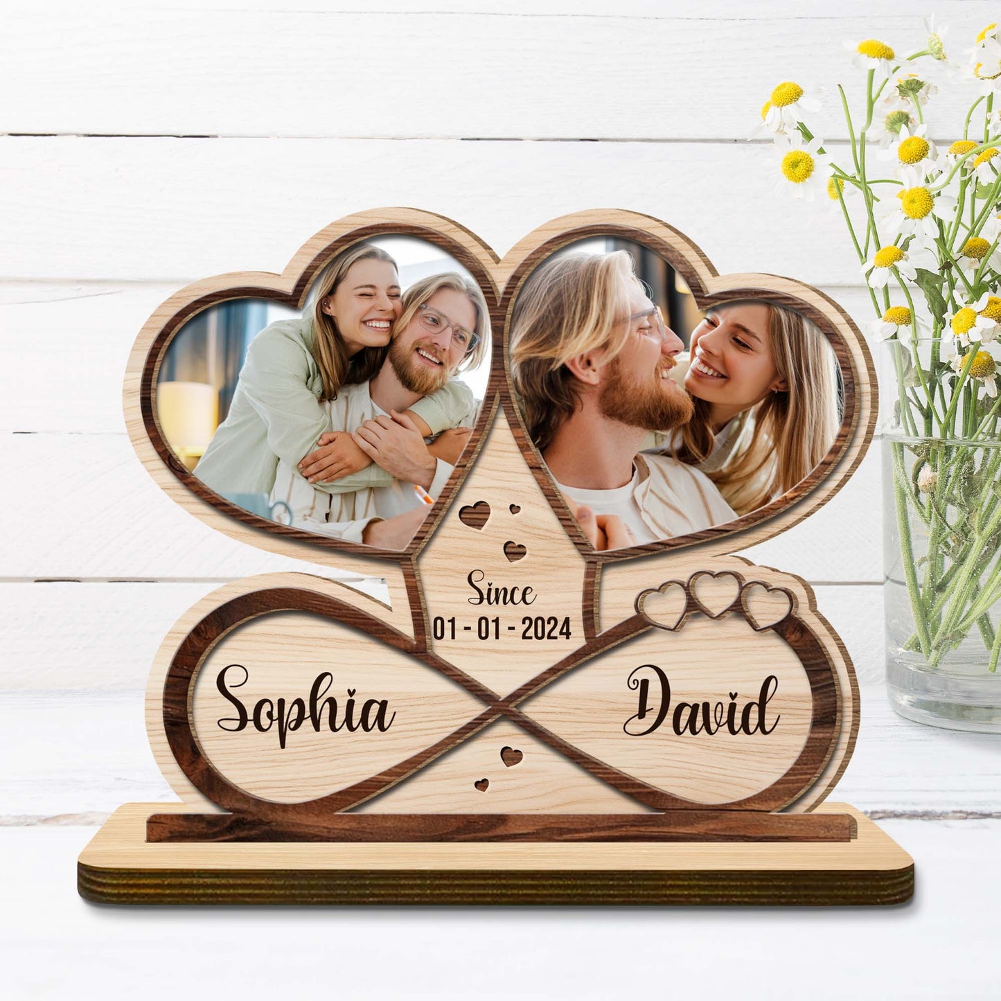 Since [DATE], Custom Heart-Shaped Wood Plaque