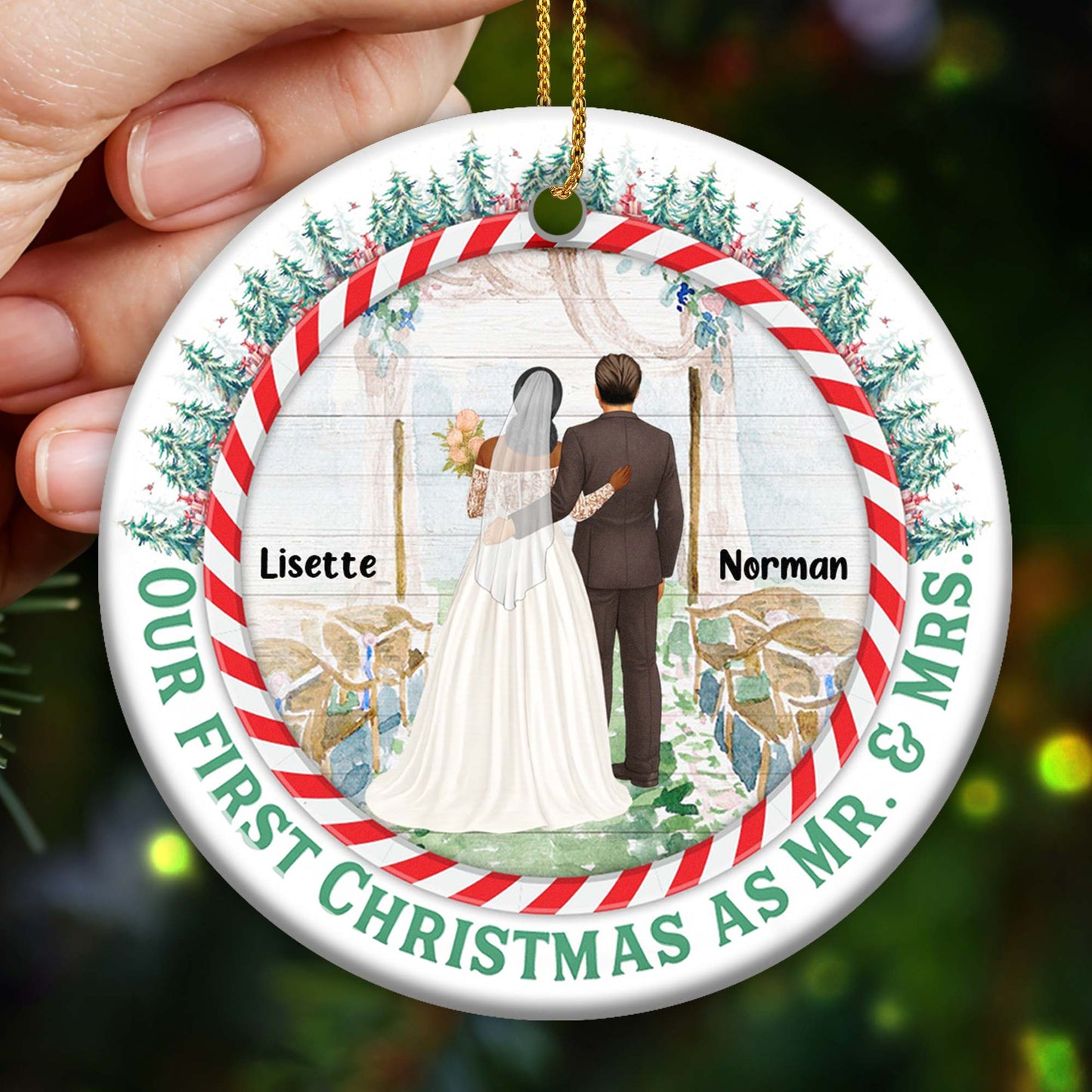 Our First Christmas As Mr. and Mrs, Bride and Groom