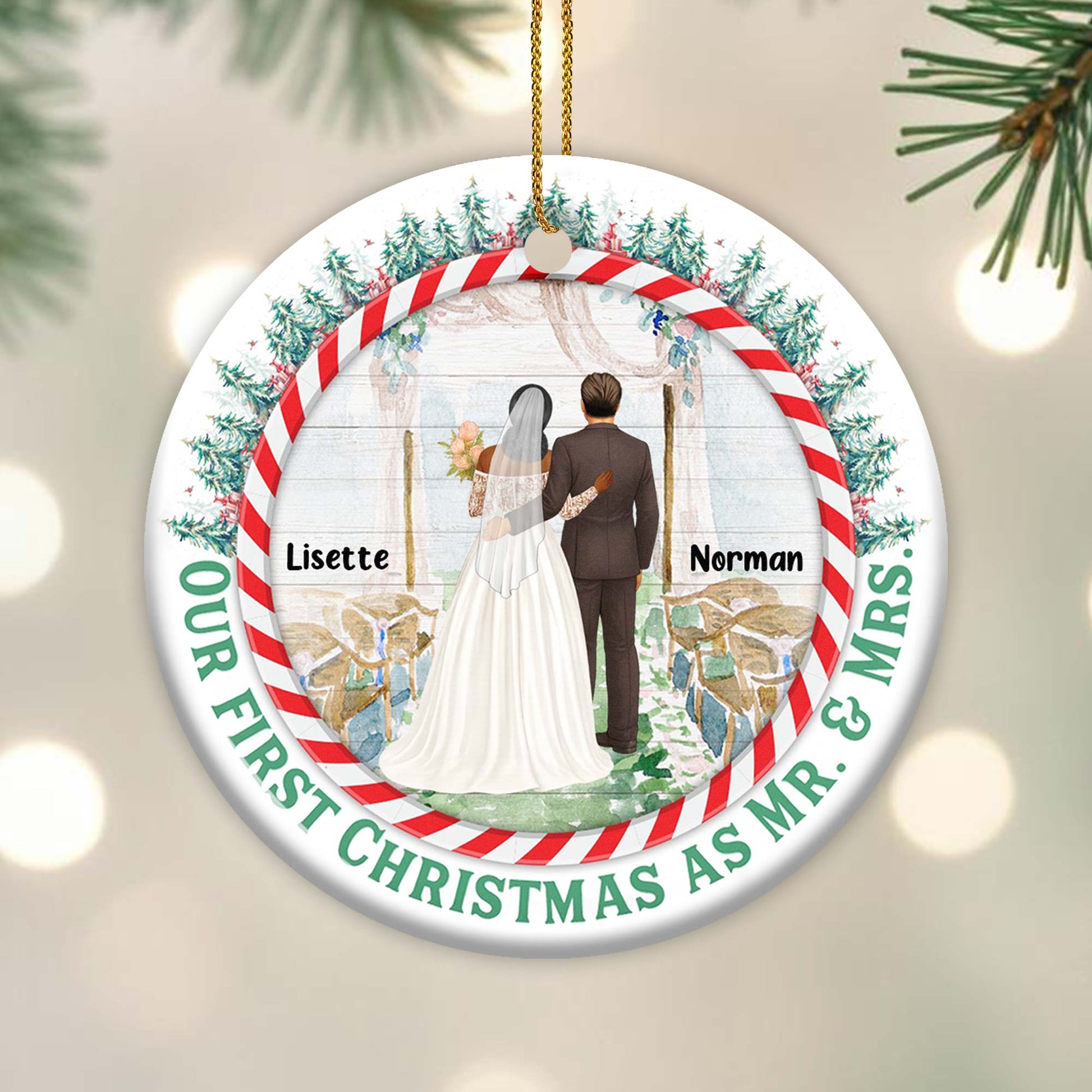 Our First Christmas As Mr. and Mrs, Bride and Groom