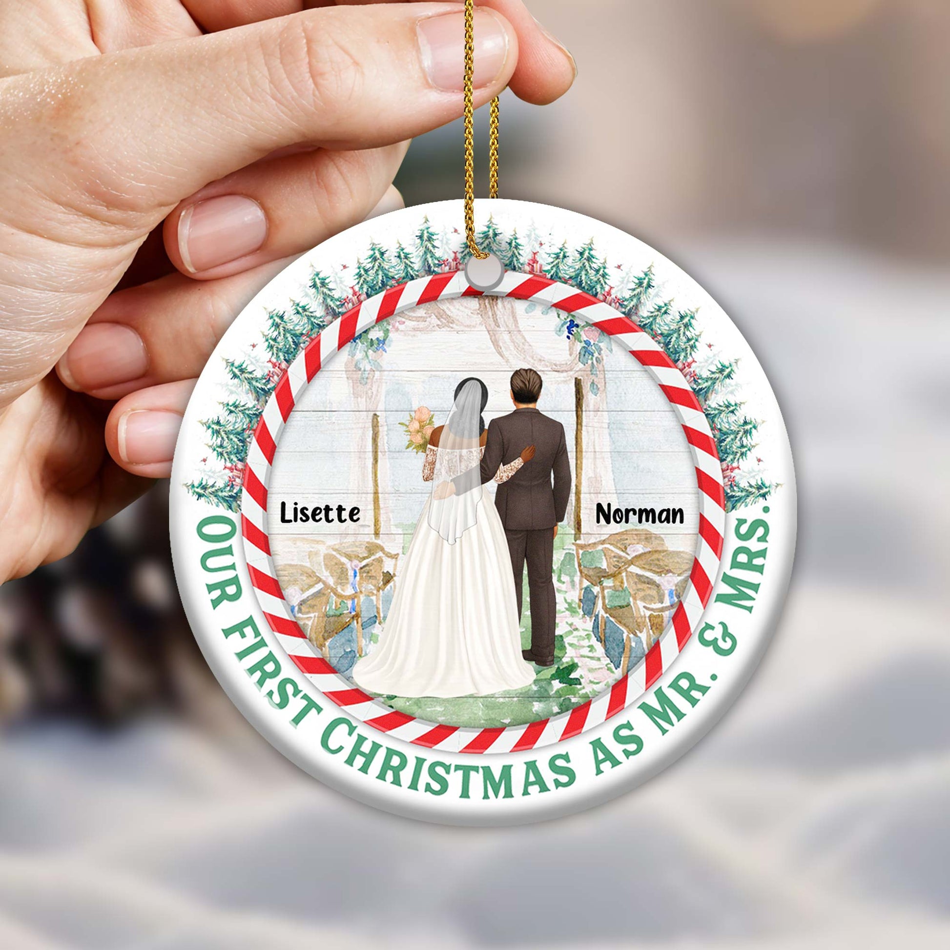 Our First Christmas As Mr. and Mrs, Bride and Groom