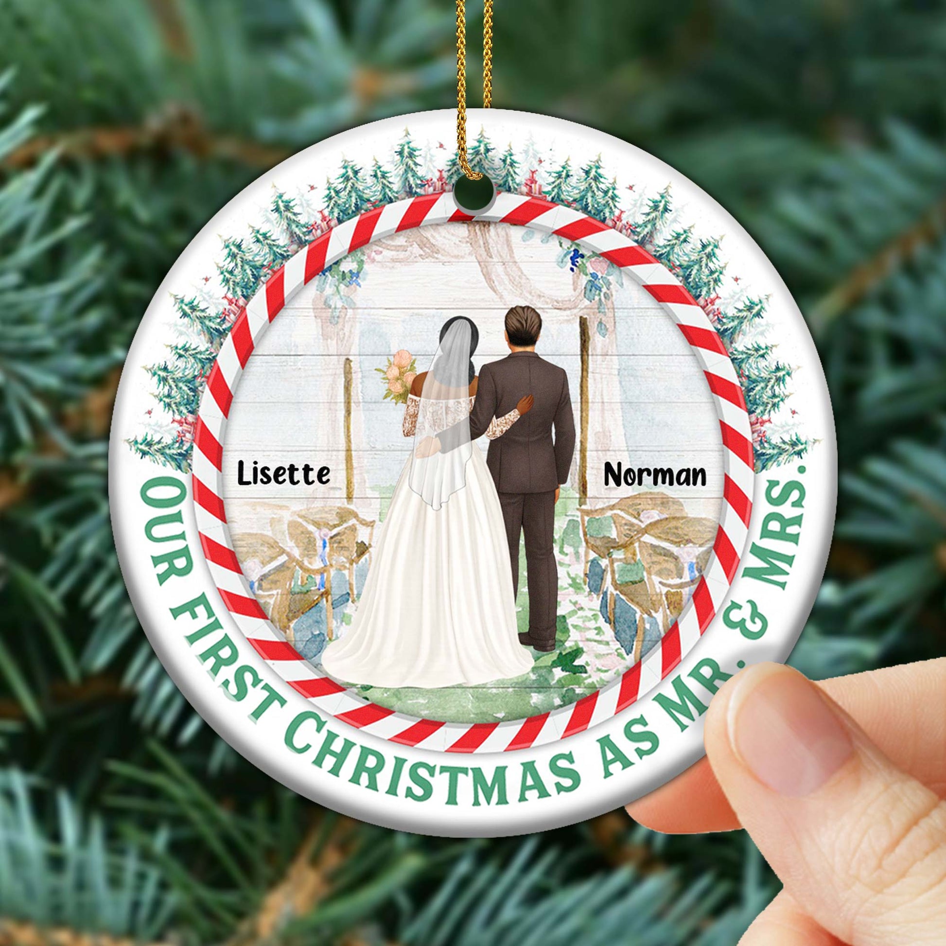 Our First Christmas As Mr. and Mrs, Bride and Groom