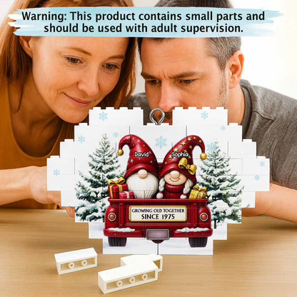 Growing Old Together, Christmas Tree and Red Truck - Personalized Custom Heart Puzzle Ornament - CPL484_HBO